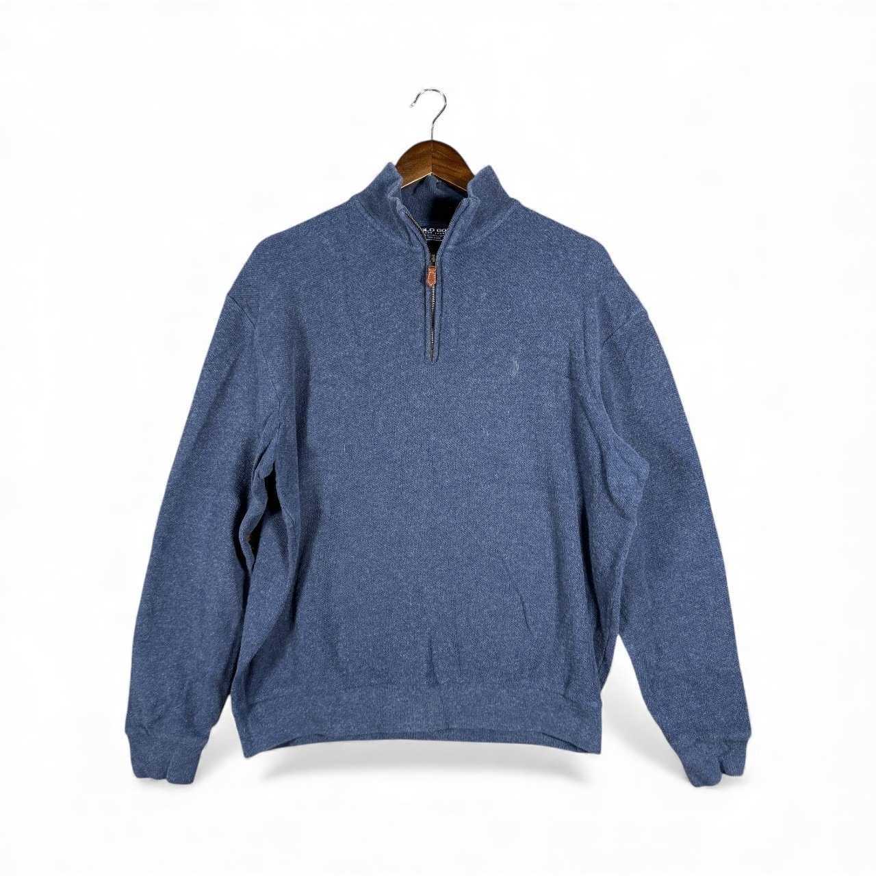 Polo Golf Ralph Lauren Sweater Mens Large Blue Quarter Zip Cotton Alpaca Knit